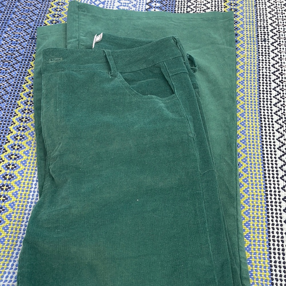 Green boot cut corduroy pants